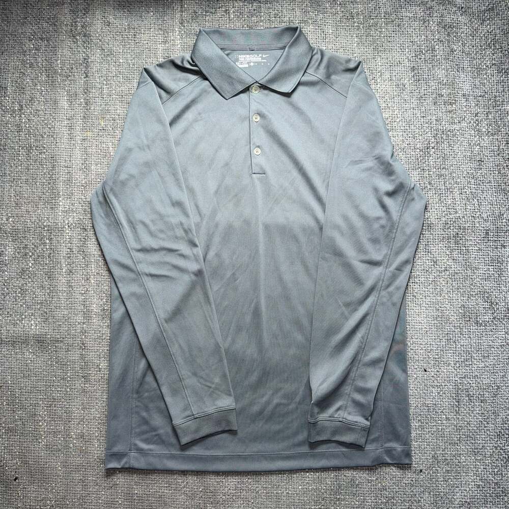 Nike Golf Tour Performance Dri-Fit Long Sleeve Polo Shirt Gray Medium
